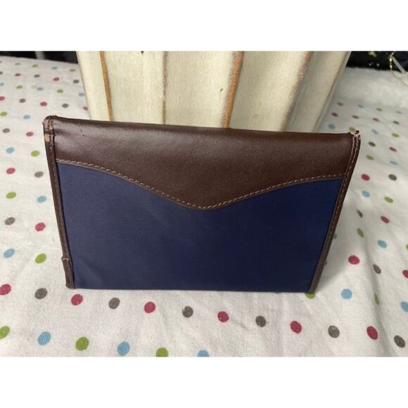 Huntington World Navy Nylon & Brown Leather Continental Wallet - Picture 2 of 2